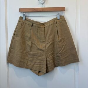 High-Waist Pleated Women’s Shorts in Khaki